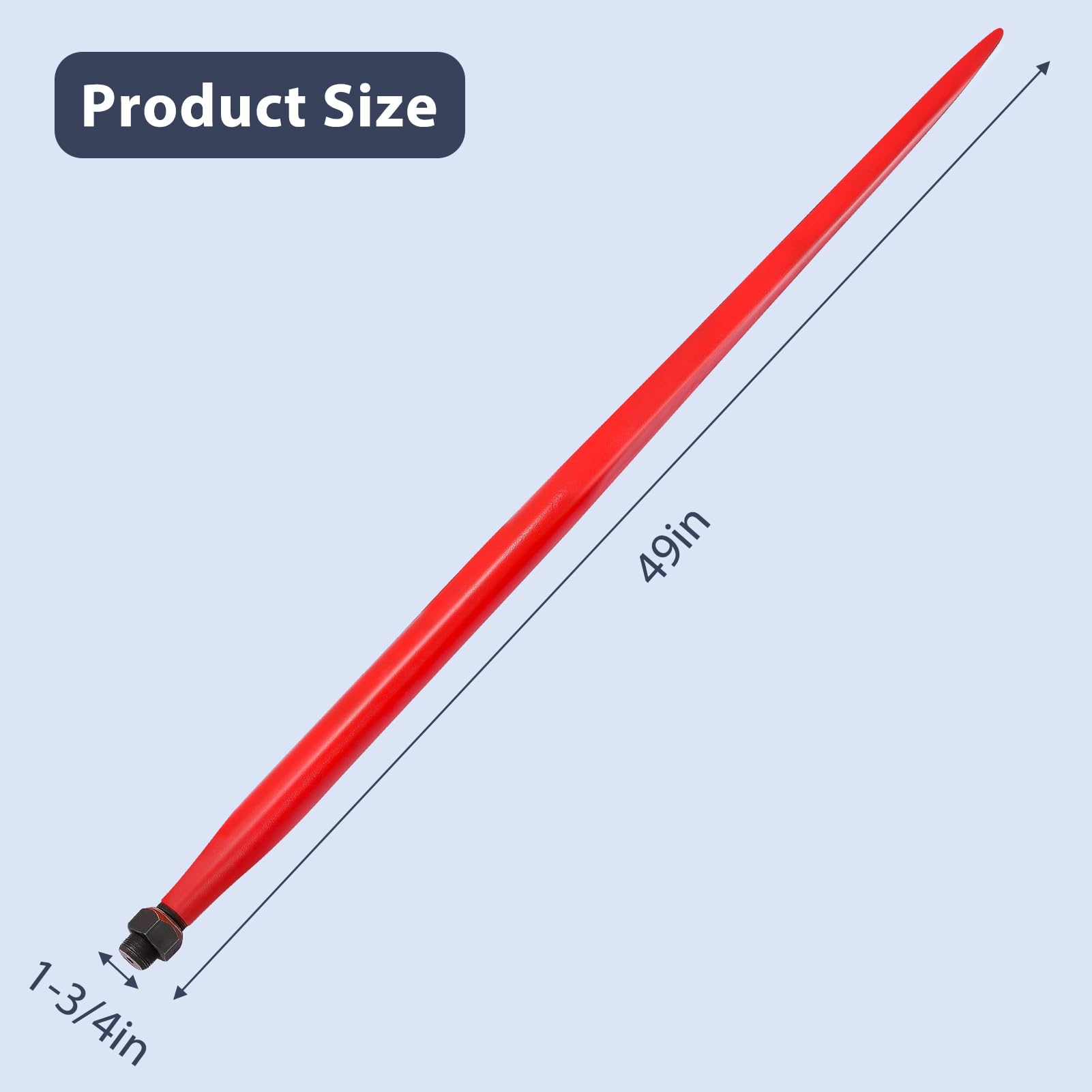 Garvee 49" Hay Spear Bale Spike 4000 lbs Capacity, Heat-Treated Spring Steel, Powder-Coated, Quick Attach, Fits Bobcat Tractors, Farm Use