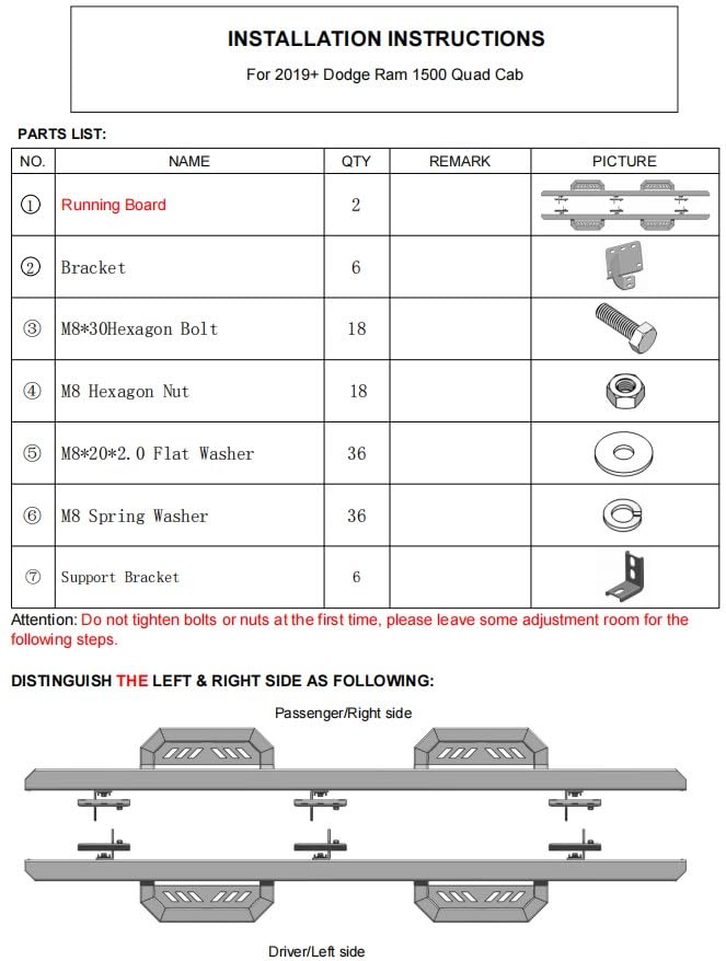 Garvee 2019-2023 Dodge RAM 1500 Quad Cab Boards, Excl. Classic Models