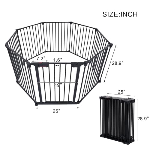 Garvee 200" Dog Gate for Doorways Stairs, Adjustable Safety Door with Child Proof Double Locking System, Baby Gate Extra Wide, Christmas Tree Fence Door
