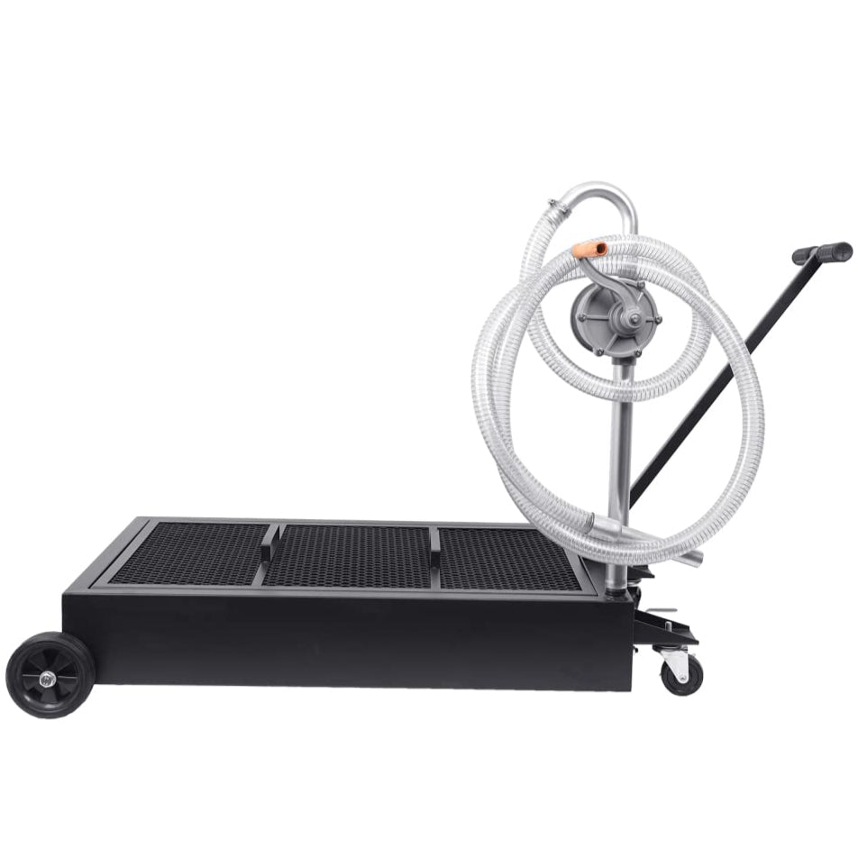 Garvee 25 Gal Hand Pump Oil Drain Pan with 95L Foldable Low Profile, Large Cap - Black