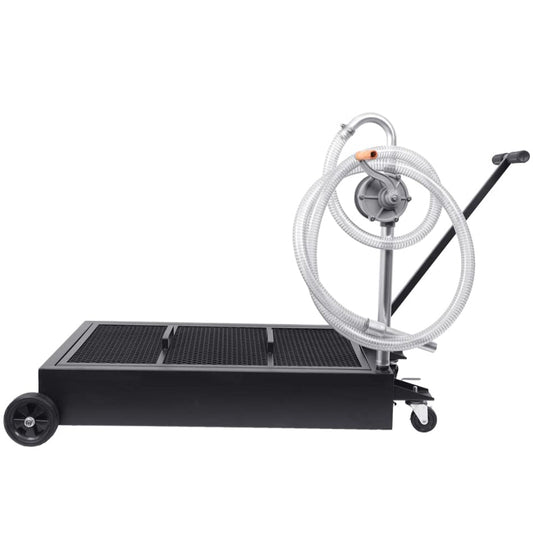 Garvee 25 Gal Hand Pump Oil Drain Pan with 95L Foldable Low Profile, Large Cap - Black