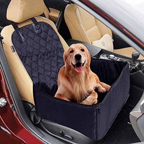 Garvee Pet Front Seat Cover Cushion for Cars Nonslip Padded Pet Seat Covers for Cars Trucks SUVs Black
