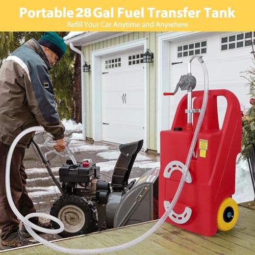 Garvee Fuel Caddy, 26 Gallon Portable Fuel Tank On-Wheels with Manual Fueling Nozzle & 360° Swivel Connector,for Cars, Trucks, Boats