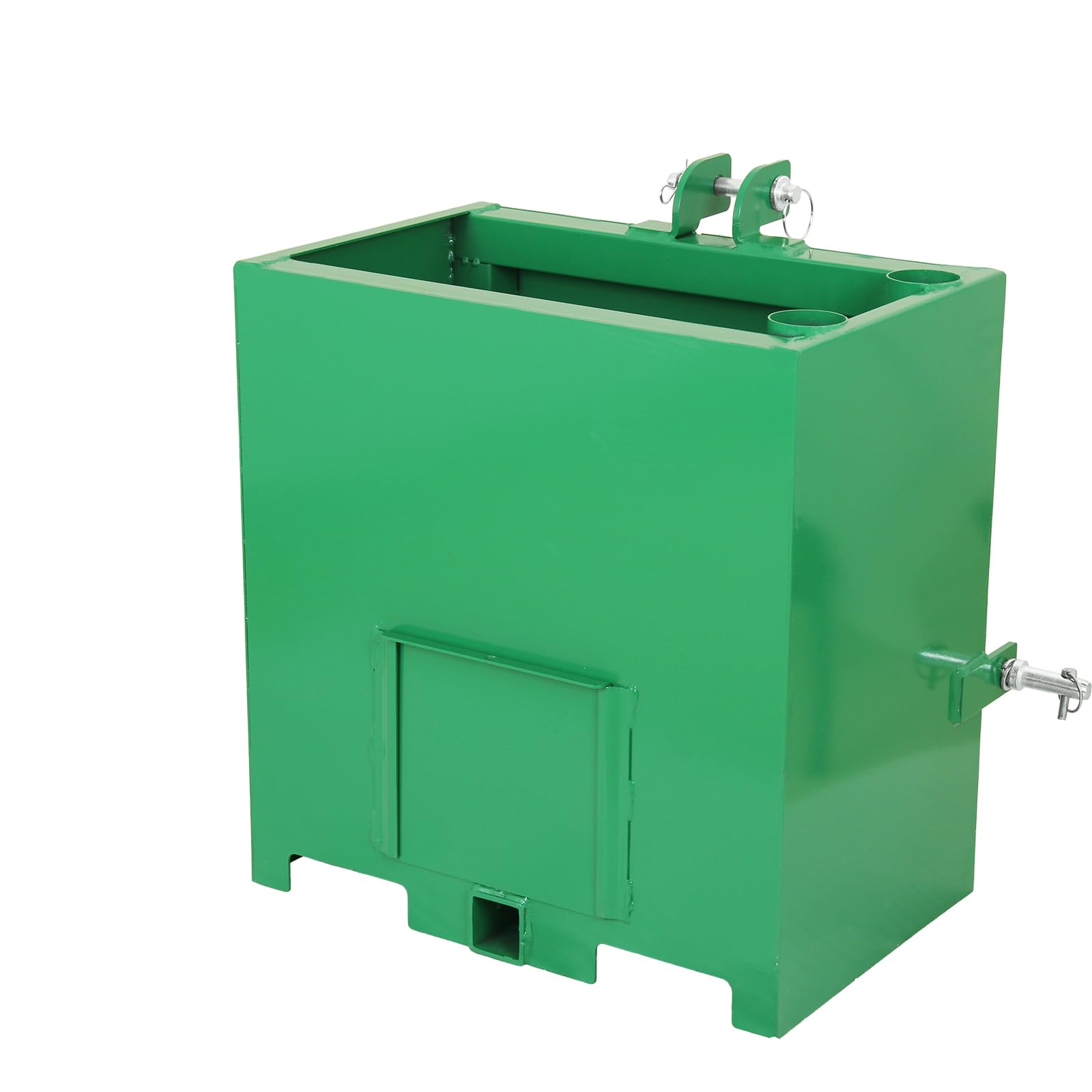 GARVEE 800LBS 3-Point Ballast Box - Cat 1 Tractor w/2" Hitch, 5 ft³ Steel Loader Attachment (Sliding Door, Heavy-Duty, Green)