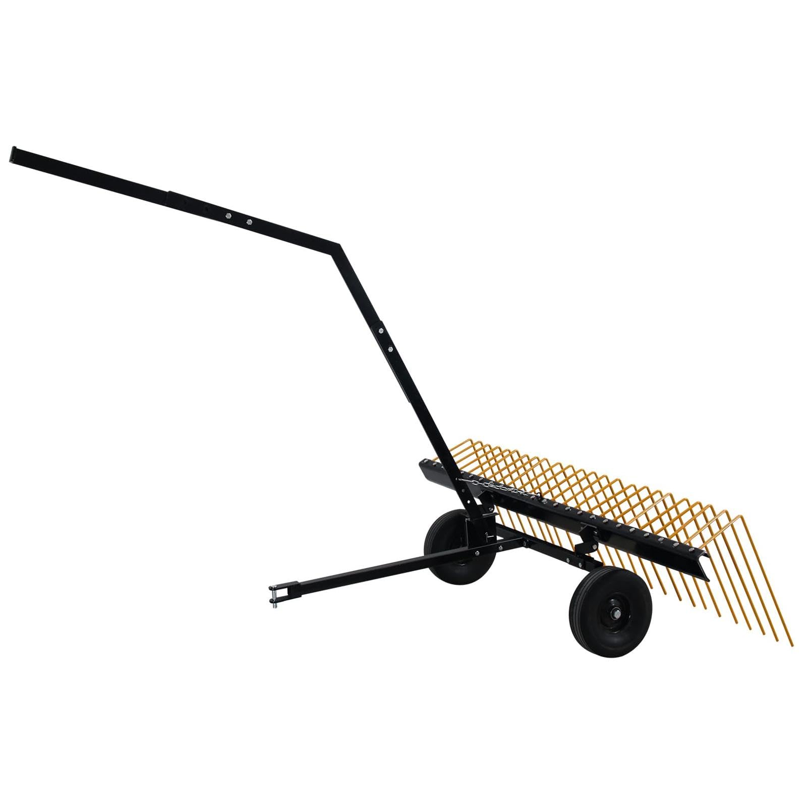 Garvee 60 Inch ATV Tow Behind Durable Corrosion Resistant Steel Pine Straw Rake, Landscape Rake, Dethatcher Rake for Tractor