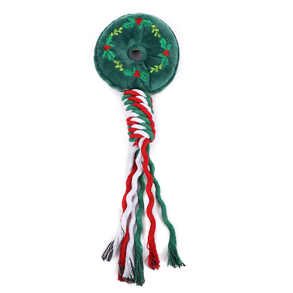 Garvee Pets Dog Interactive Molar Bite Toy Cute Cartoon Cotton Ropes Knot Chewing Toy Pet Christmas Supplies Santa 10 x 30cm