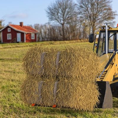 Garvee 4000 LBS 60" Heavy Duty Clamp-on Pallet Forks, Twin Screw Design, Yellow Tongue, Tractor Attachment w/ Adjustable Stabilizer Bar (18.7"-31.8") for Tractor Bucket Loader Skid Steer