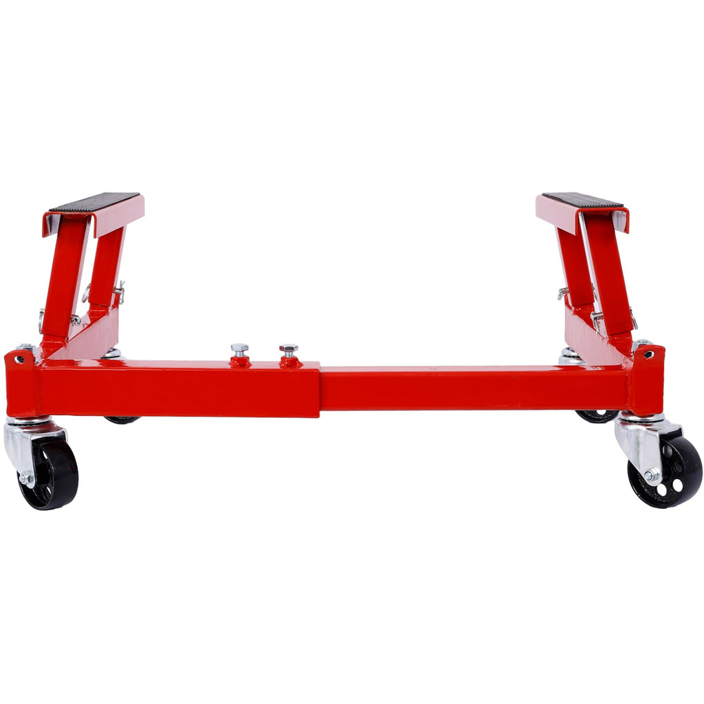 Garvee Motorcycle Engine Cradle Dolly - 1500 lbs Heavy-Duty Design with Rubber Pads, 360-Degree Swivel Wheels, Adjustable Width and Height for Four-Wheelers, Red