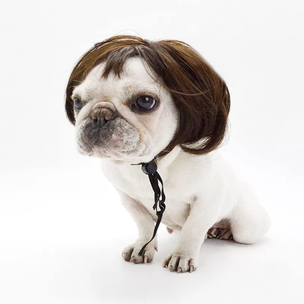 Garvee Pet Wigs Dog Cat Headdress Adjustable with 2 Elastic Bands Pet Wigs Funny Dogs Cats Head Accessories Cosplay Props for Halloween Christmas Pet Dog Cat Decoration Cosplay Costume Toy