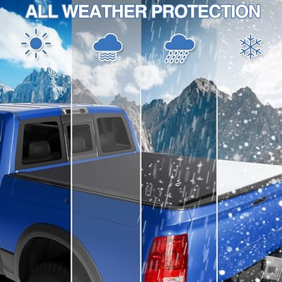 Garvee Soft Quad Fold Truck Bed Tonneau Cover Compatible with 2002-2023 Dodge Ram 1500, 2003-2023 Dodge Ram 2500 3500, 6.4 ft Bed