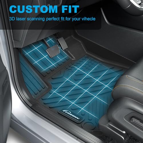 Garvee Custom Fit Floor Mats Compatible with 2017-2022 Honda CR-V, Black TPE All-Weather CRV Car Floor Liners, Front & Rear Row Set