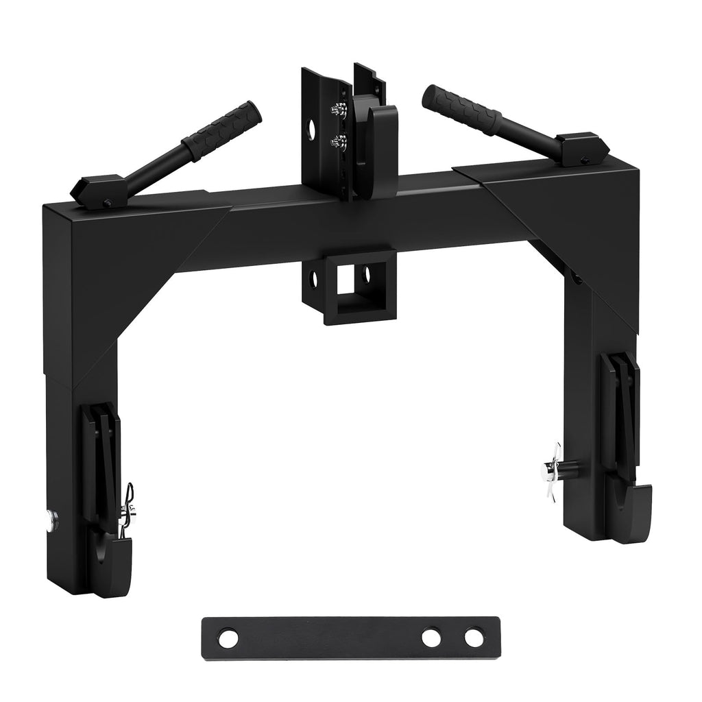Garvee 3-Point Quick Hitch for Category 1 & 2 Tractors, 3000 lbs Capacity with 2" Receiver, 28" Lower Arm Width, Adjustable 15" to 18", Black