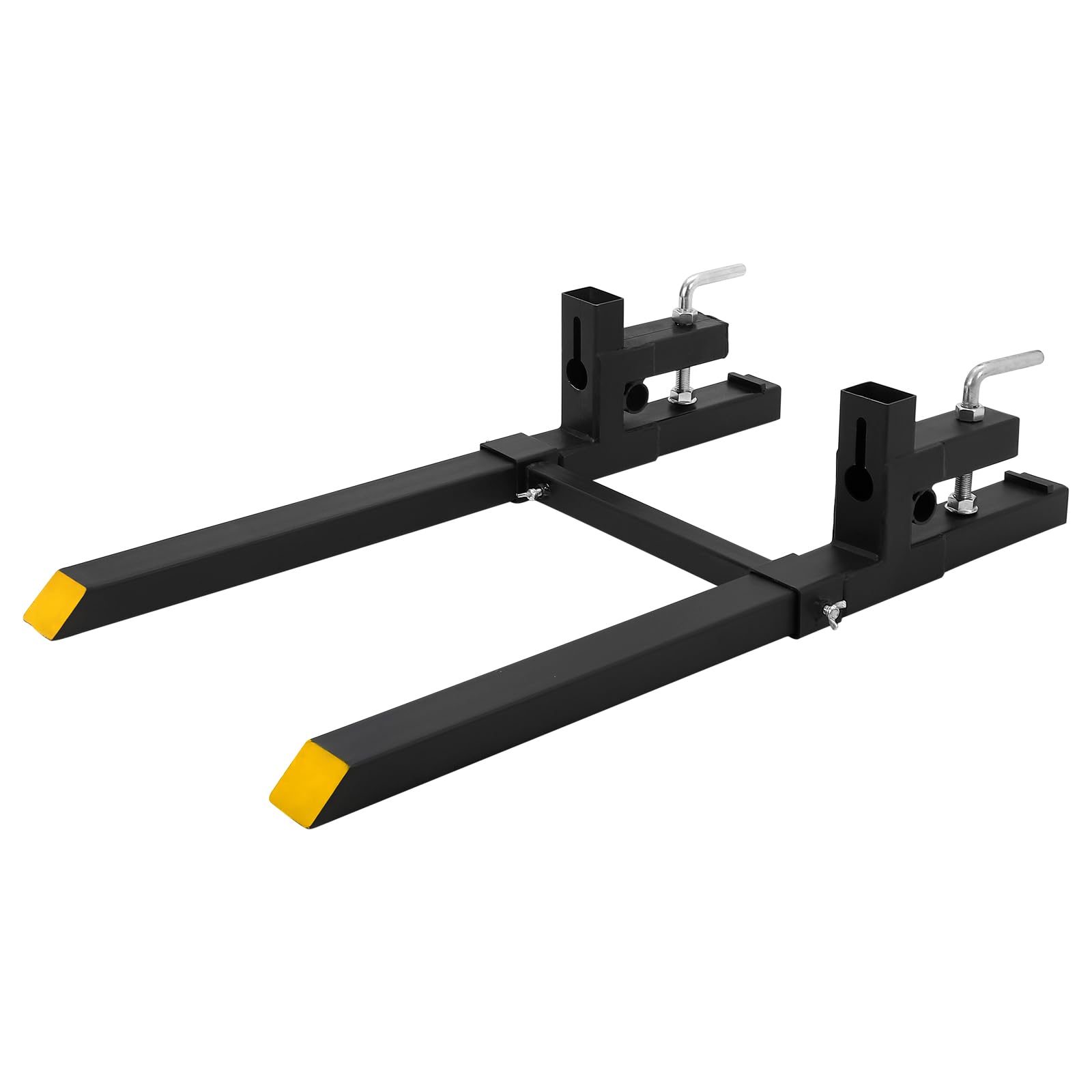 Garvee 60" 4000lbs Clamp on Pallet Forks Heavy Duty Tractor Forks with Adjustable Stabilizer Bar Quick Attach Pallet Fork for Bucket Tractor Loader Skid Steer