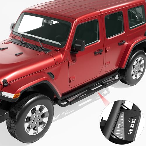 Garvee Running Boards 6 inch, Triple Tube Drop Side Steps Compatible with 2020 2021 2022 2023 2024  2025 Jeep Gladiator JT 4 Doors, Side Steps with Powder Coated Silver Paintable Step Plates