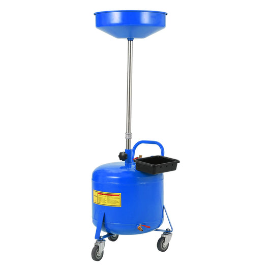 Garvee 8 Gallon Oil Drains Container Tank With 15 in Funnel, Adjustable Height 28"-62", Heavy-Duty Rust-Proof Wheels, Built-in Toolbox for Auto Repair, Blue