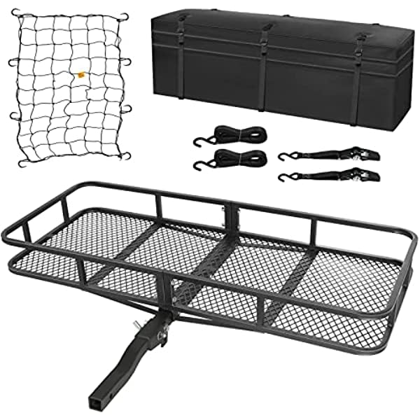 Garvee PU+ Steel Tail Rack, 150 lb Storage Capacity Heavy Duty Steel Tail Rack with PVC Fabric Waterproof Cargo Bag and Steel Windproof Fairing, Rack with Bottom Metal Rods and Side Rails