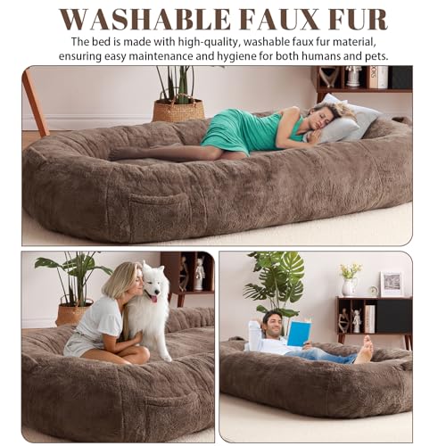 Garvee Giant Dog Bed for People, Washable & Plush Human Sized Dog Bed for Men and Women, Large Dog Bed Suitable for Adults, Anti-Slip Bean Bag for Large Dogs, Human-Sized Bed, 71"x43.3"x10"