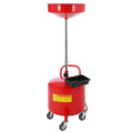 Garvee 8 Gallon Oil Drain Tank, Portable Oil Drain Container, Air Operated Drainer, Fluid Fuel Transfer Drainage, Adjustable Funnel Height with Wheel &15'' Premium Bowl and a Toolbox, Red