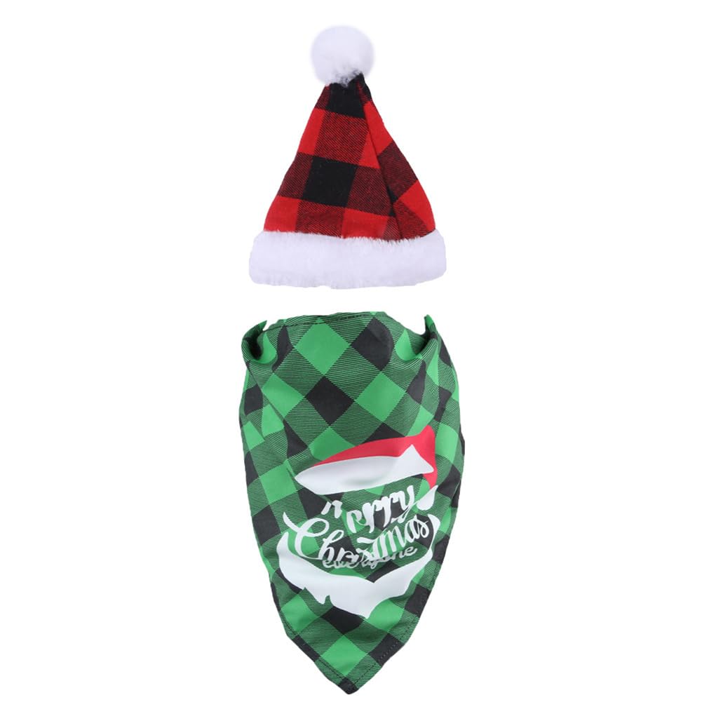 Garvee Pet Christmas Saliva Towel Triangle Bibs Plaid Pattern Puppy Costume Decorations for Small Medium Large Dogs Cats No. 9 Suit One Size fits All
