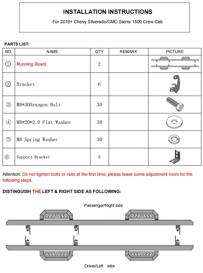 Garvee Estribos para Chevy Silverado/Sierra 2019-2023 1500 y 2020-2023 Silverado/Sierra 2500HD 3500HD Crew Cab (excluye 2019 1500 LD/Limited), barras laterales para puerta de coche, barras Nerf para camiones, rieles de paso
