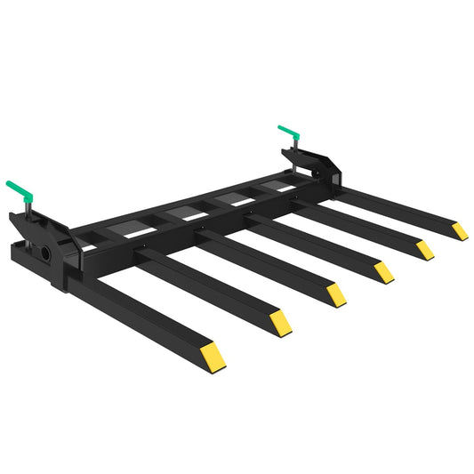 Garvee 58" Clamp-On Debris Forks for 60" Tractor Buckets, 4000 lb Heavy-Duty 6-Tine Steel Attachment for Brush, Logs, Hay & Farm Cleanup