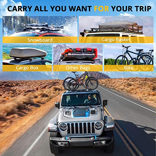 Garvee Roof Rack Bars for 2007-2023 Wrangler JK JL, Grooved Rails Fit