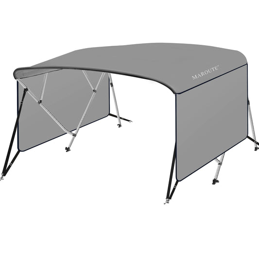 Garvee 4 Bow Bimini Top Boat Cover, 8' L x 54" H x 67"-72" W Boat Canopy with 1 Inch Aluminum Alloy Frame, Include 2 Straps, 2 Adjustable Rear Support Pole, Zippered Storage Boot, PU Coating Canvas - 8ft L*54 inch H*67inch-72inch W