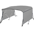 Garvee 4 Bow Bimini Top Boat Cover with 1 Inch Aluminum Alloy Frame, Include 2 Straps, 2 Adjustable Rear Support Pole, Zippered Storage Boot, PU Coating Canvas - 8ft L*54 inch H*79inch-84inch W