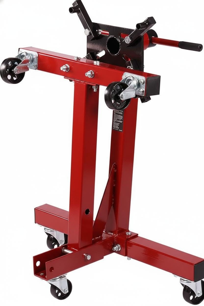 Garvee Engine Stand 0.75 Ton Capacity Heavy-Duty Steel Rotating Head 360-Degree Red