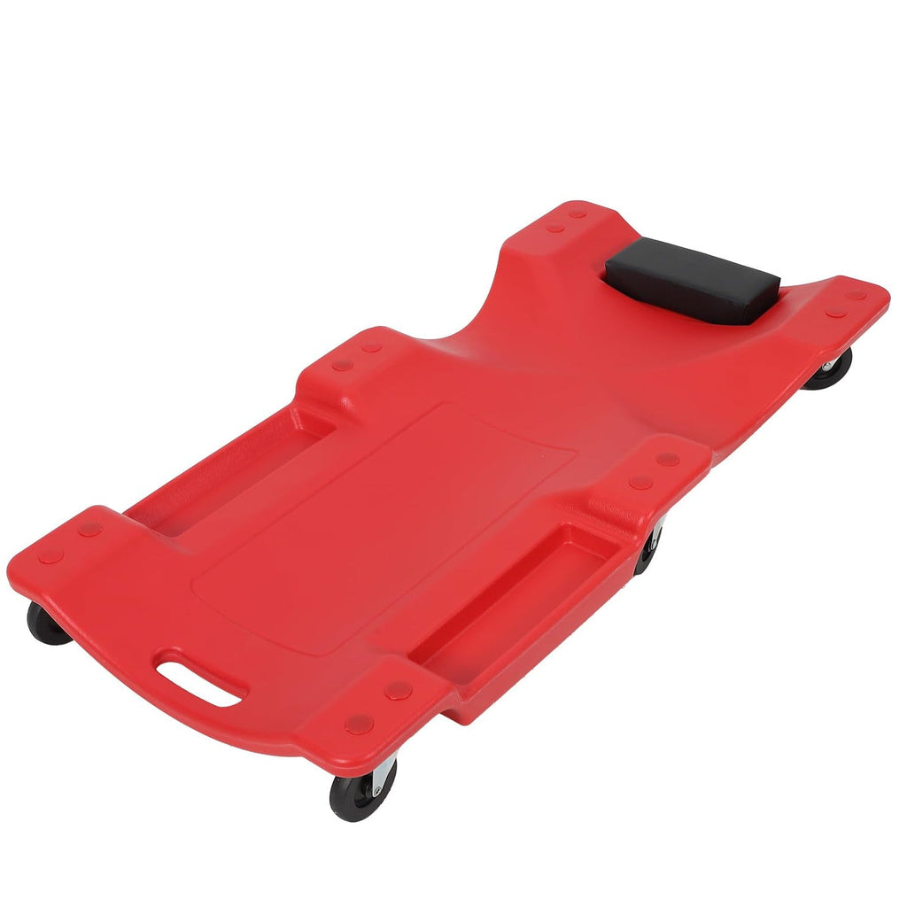 Garvee 40" Plastic Rolling Automotive Garage Shop Creeper with Padded Headrest Dual Tool Trays 40in Black