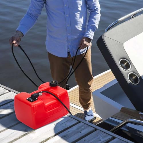 Garvee Marine Fuel Tank, 3 Gallon Outboard Marine Portable Fuel Tank with Fuel Line, I-Shaped Handle, Easy to Carry