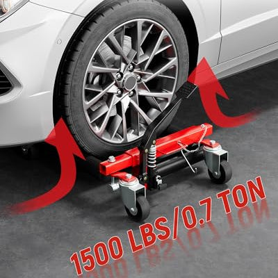 Garvee Car Dolly Set of 2, 3000 LBS Capacity Hydraulic Car Wheel Dolly Jack, Heavy Duty Vehicle Positioning Dolly with Foot Pedal for Tire Auto Repair Moving, Red
