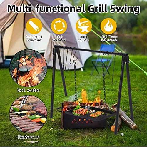 Garvee Campfire Swing Grill with Adjustable Rack for BBQ & Picnic