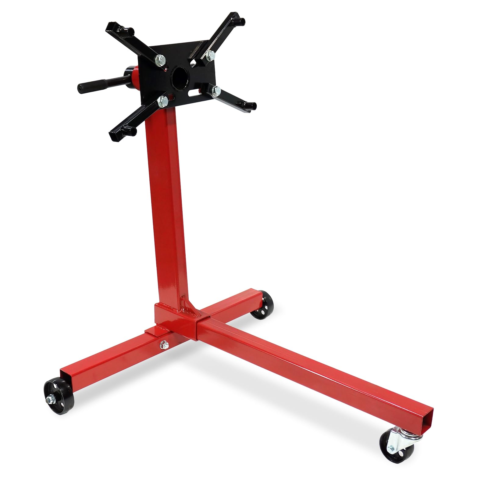Garvee Rotating Engine Stand, 1000LBS Capacity 360 Degree Rotating Head Adjustable Motor Stand with Arms and Caster Wheels, Auto Truck Motor Dolly Mover Jack - 750LBS