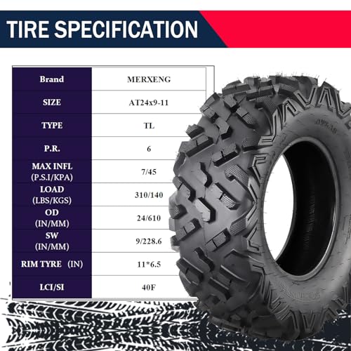 Garvee 19x7-8 ATV Tires Set of 2, All Terrain 4PR Quad UTV Go Kart Golf Cart Off-Road Mud Trail Tire, Durable 4-Ply, Enhanced Shoulder Traction, Black