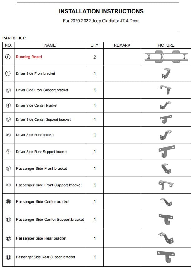 Garvee Boards for 20-23 Gladiator JT 4Dr Off-Road Steps