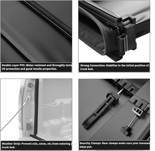 Garvee Soft Quad Fold Truck Bed Tonneau Cover Compatible with 2002-2023 Dodge Ram 1500, 2003-2023 Dodge Ram 2500 3500, 6.4 ft Bed
