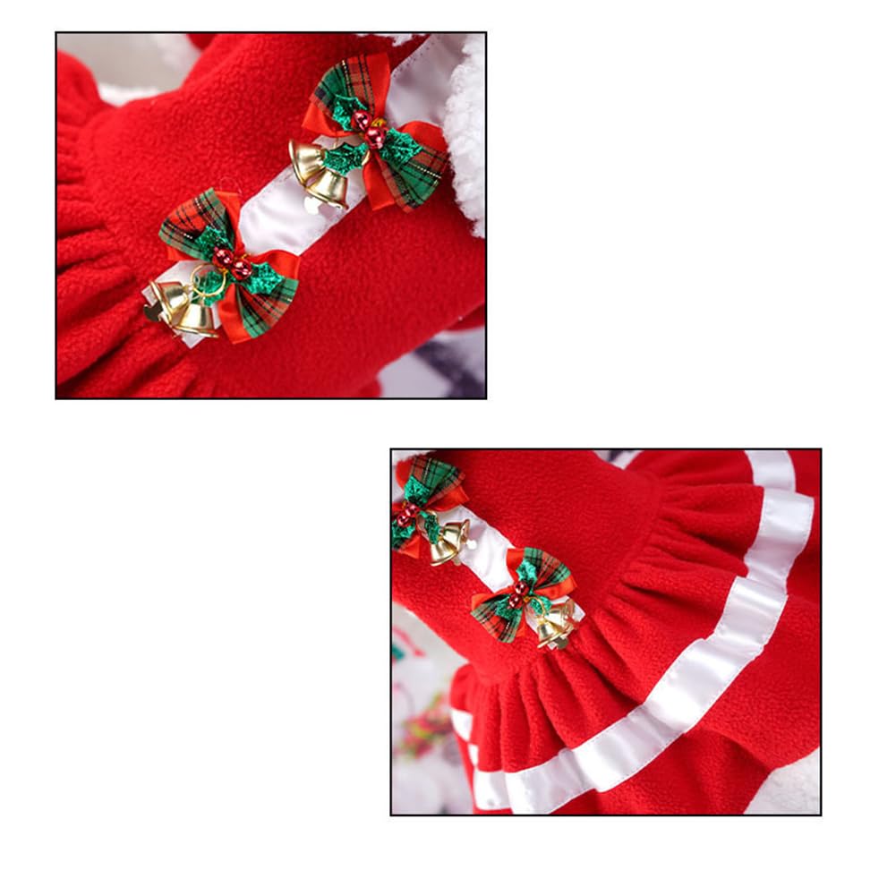 Garvee Pet Christmas Dress 3 Pet Clothes Cosplay Outfit Party Supplies for Small Medium Large Dogs Christmas Red Mesh Belt Skirt L