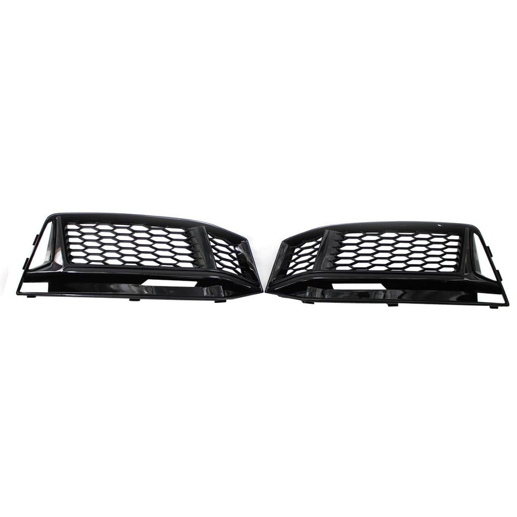 Garvee Central Grille RS4 ABS for Audi A4 B9 S-Line 2017-2019, Glossy Black, Perforated Lower S4 Model, No Logo, Aggressive Street Style