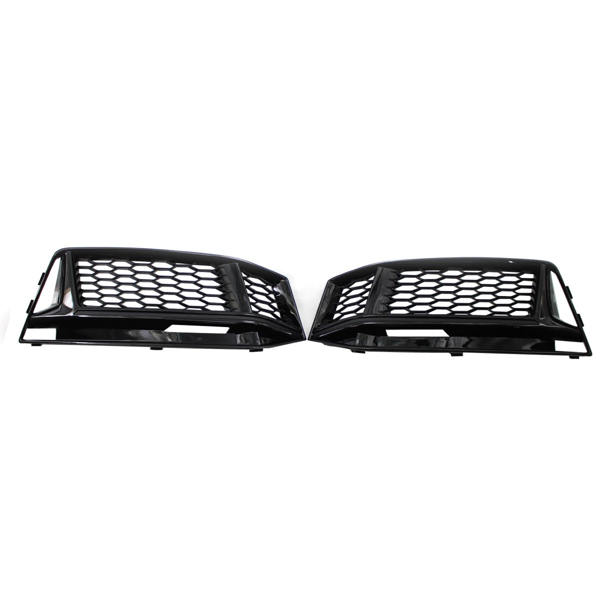 Garvee Central Grille RS4 ABS for Audi A4 B9 S-Line 2017-2019, Glossy Black, Perforated Lower S4 Model, No Logo, Aggressive Street Style