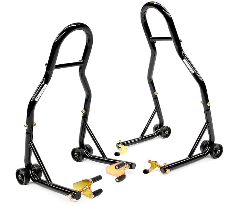 Garvee Motorcycle Stand, 850 lbs Weight Capacity, Front and Rear Wheel Lift Combination, Adjustable Rocker Shaft, Heavy Duty Paddock Stand, Black, Fits Most Motorcycles