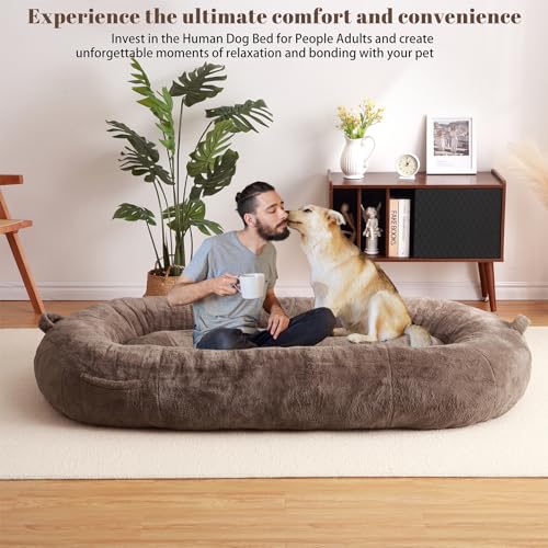 Garvee Giant Dog Bed for People, Washable & Plush Human Sized Dog Bed for Men and Women, Large Dog Bed Suitable for Adults, Anti-Slip Bean Bag for Large Dogs, Human-Sized Bed, 71"x43.3"x10"