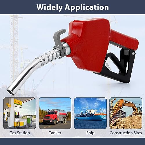 Garvee Automatic Fuel Nozzle, 3/4" NPT Inlet Thread & 13/16" Spout, 16 GPM Max Flow Rate, Auto Shut Off, Aluminum & PVC Gas Pump Handle with 360° Swivel for Gasoline Diesel Biodiesel Refilling