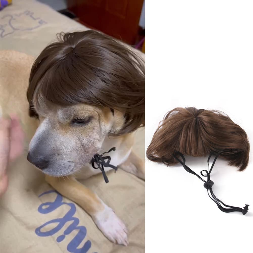 Garvee Pet Wigs Dog Cat Headdress Adjustable with 2 Elastic Bands Pet Wigs Funny Dogs Cats Head Accessories Cosplay Props for Halloween Christmas Pet Dog Cat Decoration Cosplay Costume Toy