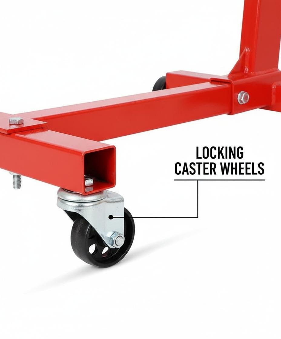 Garvee Engine Stand 0.75 Ton Capacity Heavy-Duty Steel Rotating Head 360-Degree Red