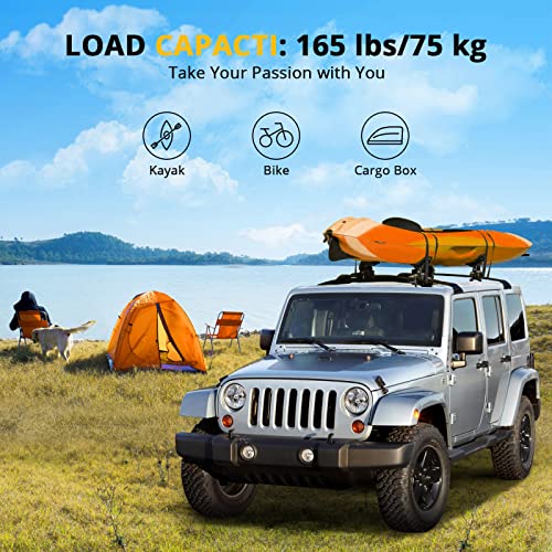 Garvee Roof Rack Bars for 2007-2023 Wrangler JK JL, Grooved Rails Fit