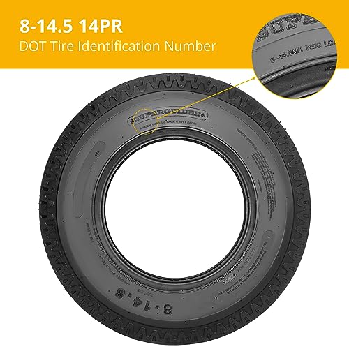 Garvee Heavy Duty Trailer Tires 8-14.5 14PR, Load Range G Speed Range J, 3040 LBS Max Load, for Flatbed Livestock Utility Trailers
