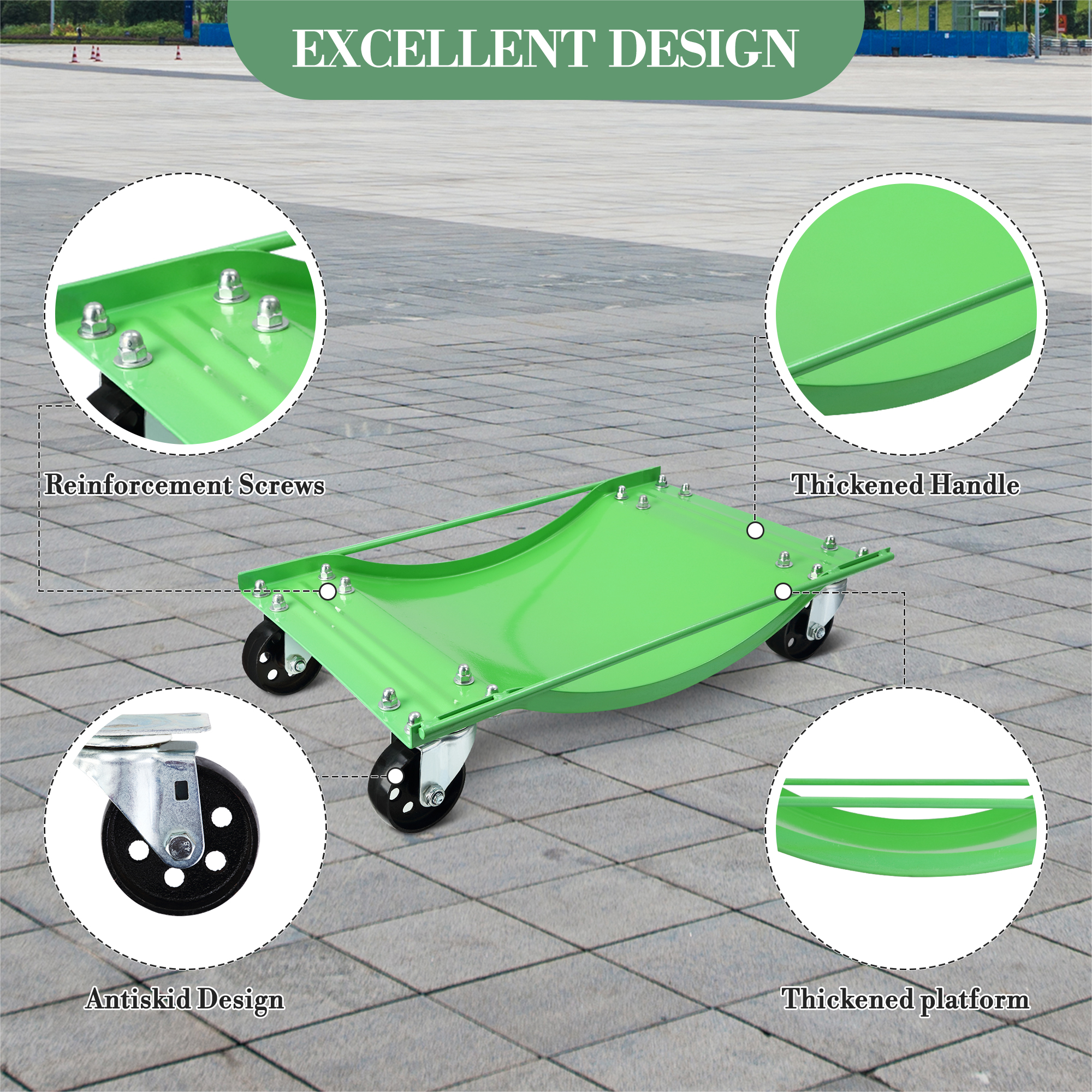 Garvee Car Dolly Set of 4, Garvee 10,000 LBS Vehicle Wheel Dolly with Heavy Duty 3.5 Inch Steel Wheels for Moving Cars, Trucks, Trailers, Motorcycles, and Boats, 23.8in x 14.4in