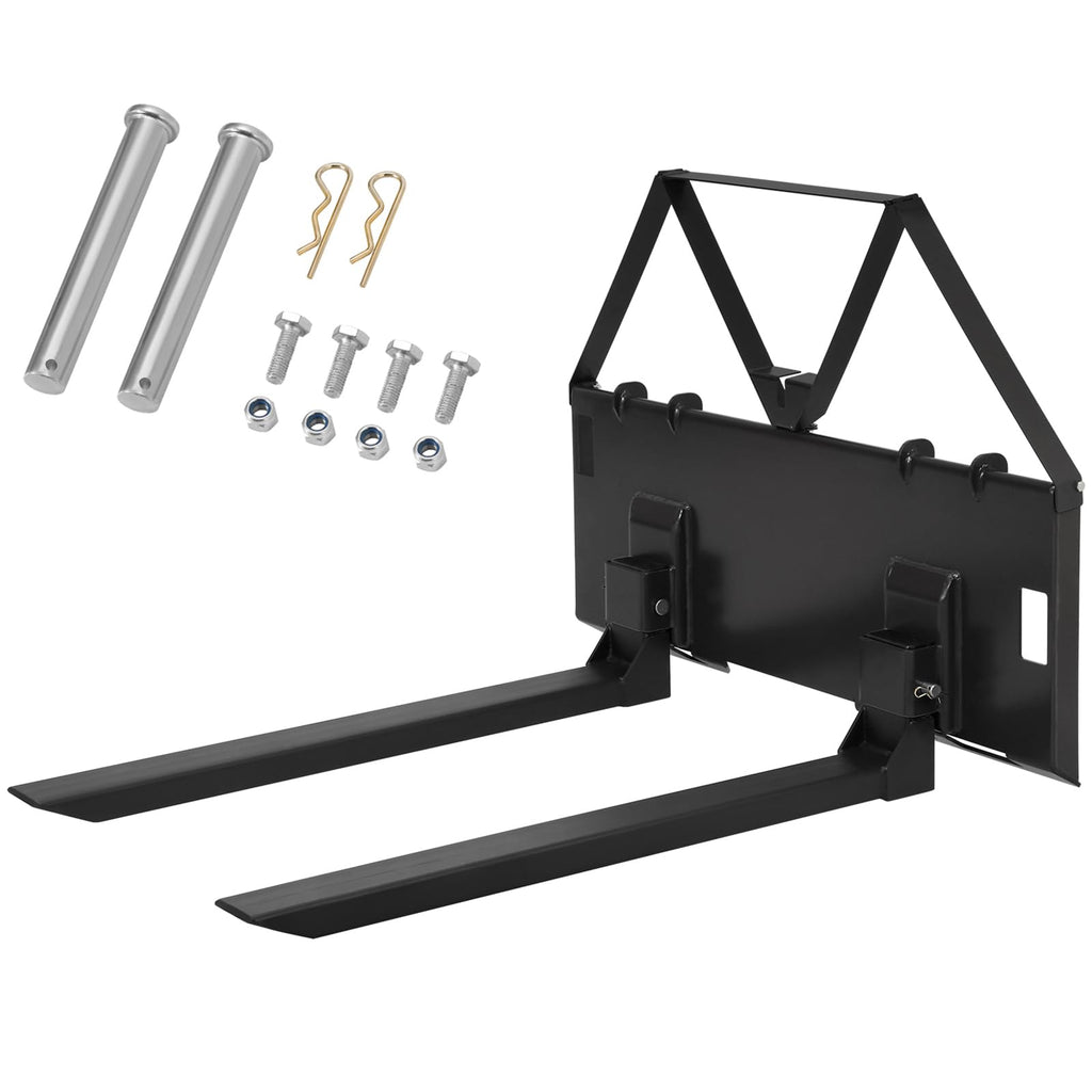 Garvee 46" Tractor Pallet Forks, 3200 lb Quick Attach Skid Steer Fork Attachment with 2" Receiver Hitch for Farms, Warehouses & Construction