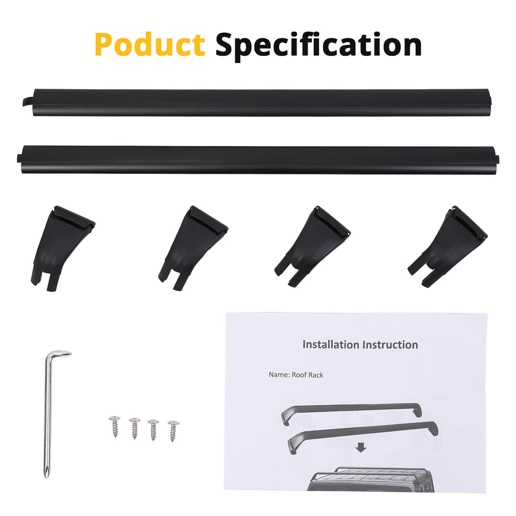 Garvee Adjustable 20-54" Roof Cross Bar, Fits Without Grooved Rails